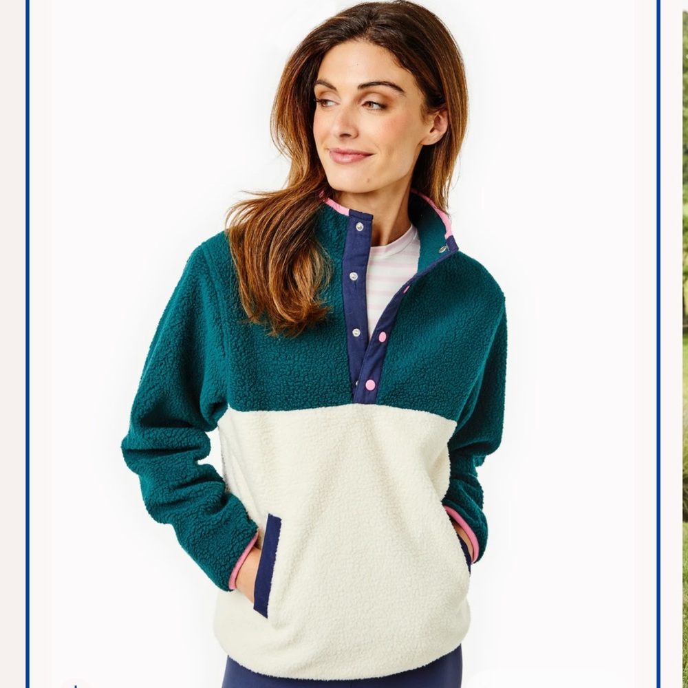 Addison Bay Fleece Academy Sherpa Outerwear Pullover Button‎ Quarter Half Sz XXL
